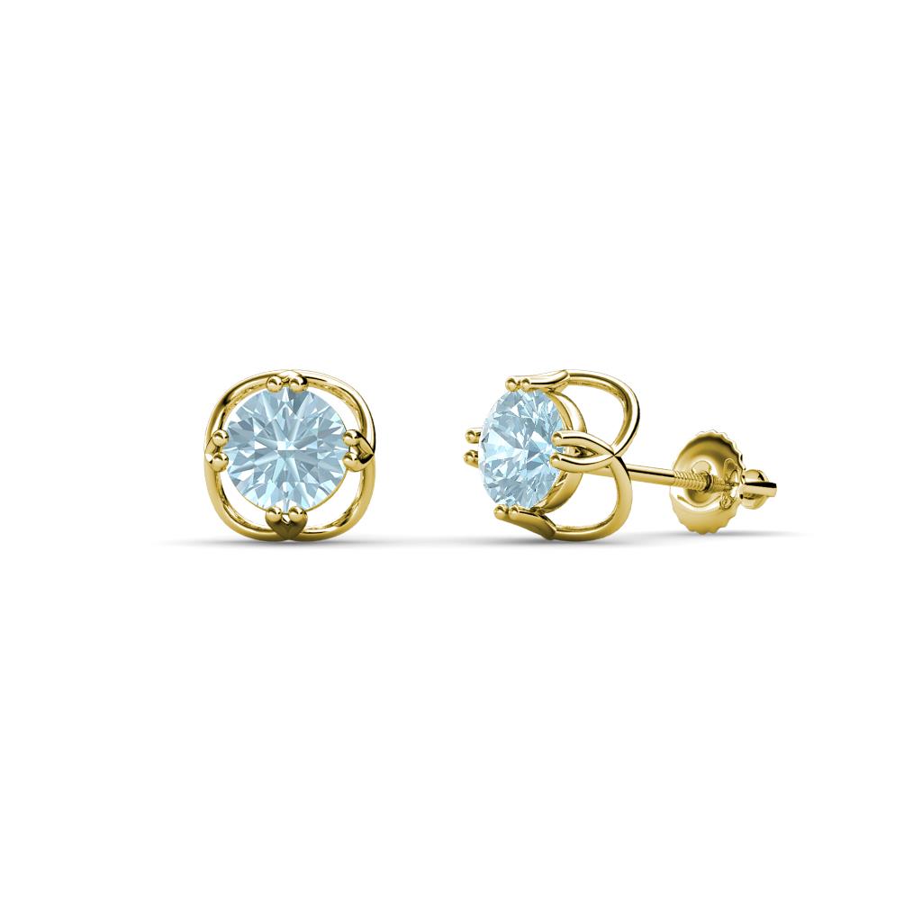 Alma Aquamarine (5mm) Open Tulip Stud Earrings 