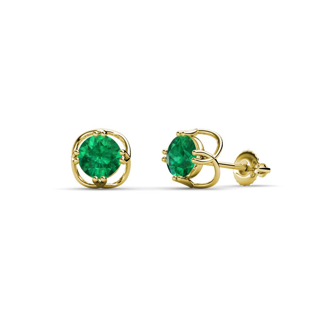 Alma Emerald (5mm) Open Tulip Stud Earrings 