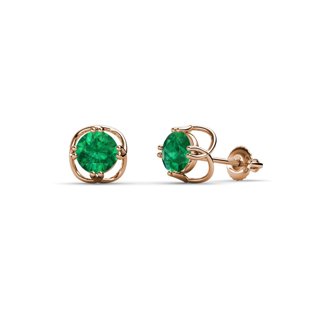 Alma Emerald (5mm) Open Tulip Stud Earrings 