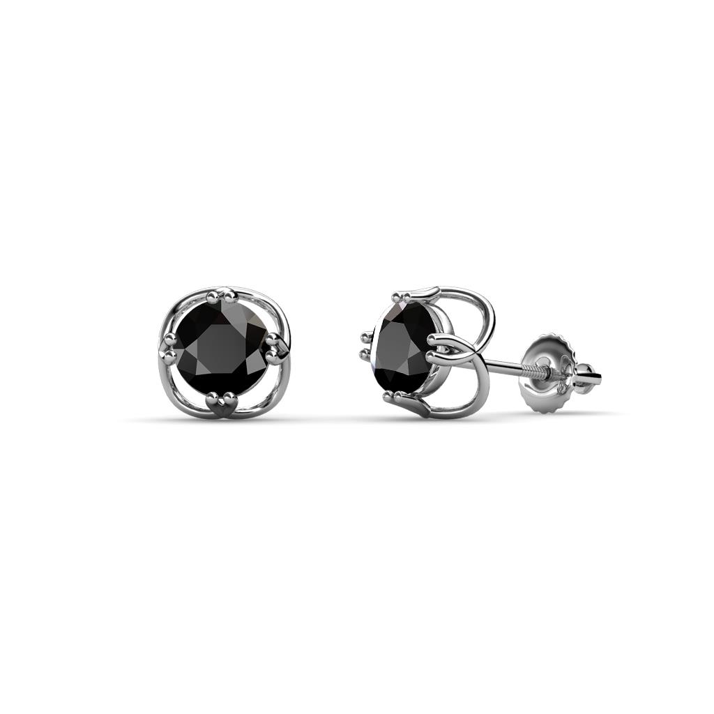 Alma Black Diamond (5mm) Open Tulip Stud Earrings 
