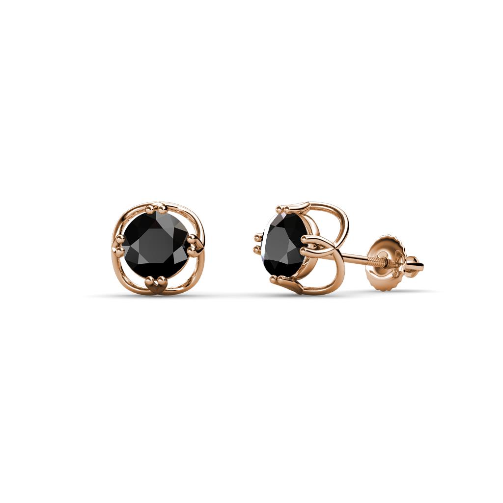 Alma Black Diamond (5mm) Open Tulip Stud Earrings 