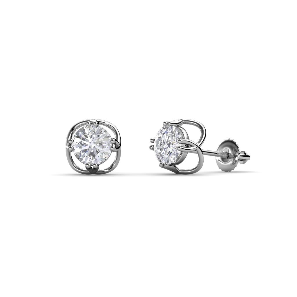 Alma White Sapphire (5mm) Open Tulip Stud Earrings 
