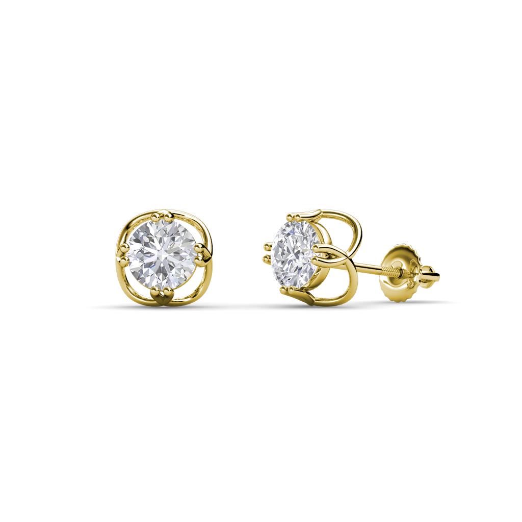 Alma White Sapphire (5mm) Open Tulip Stud Earrings 