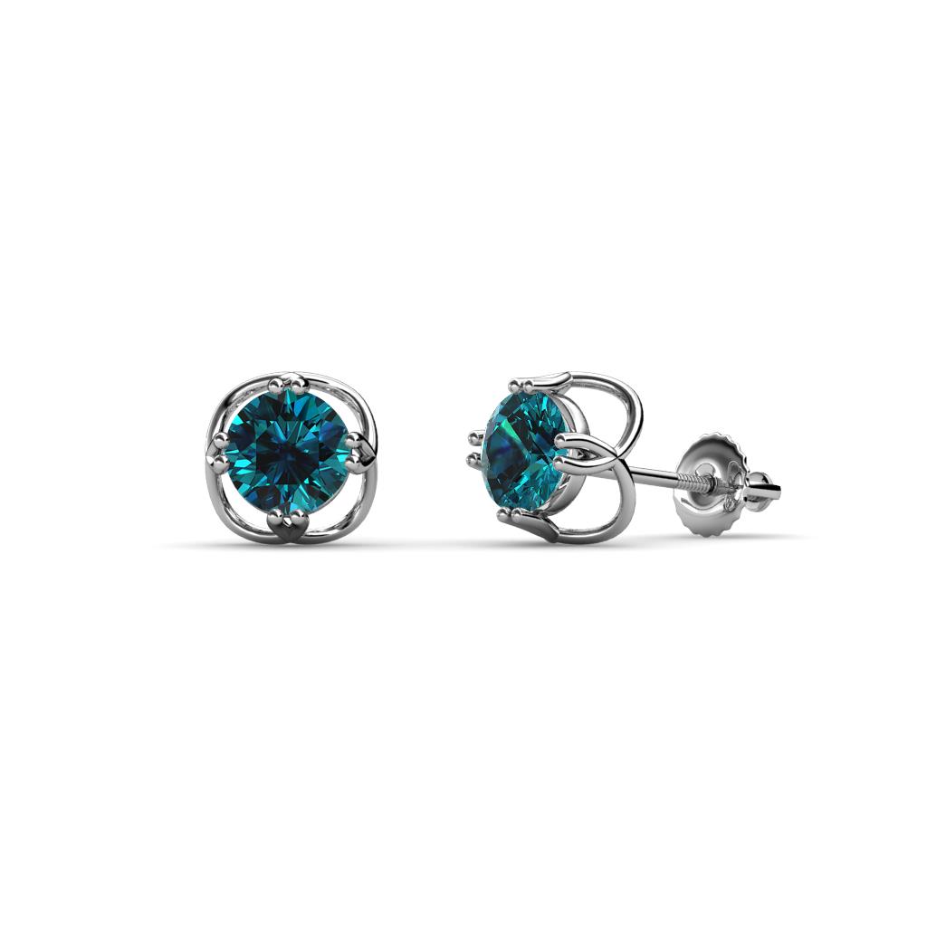 Alma Blue Diamond (5mm) Open Tulip Stud Earrings 