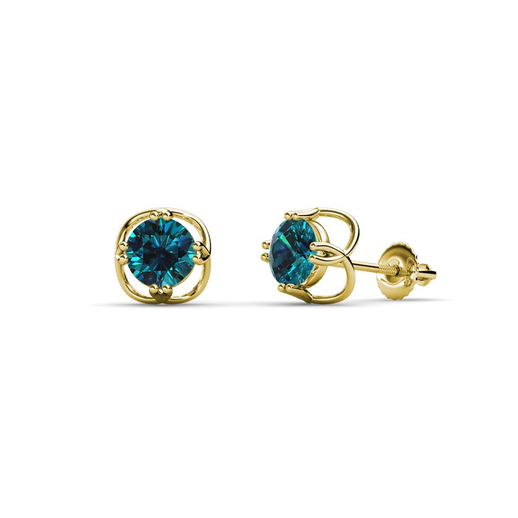 Alma Blue Diamond (5mm) Open Tulip Stud Earrings 