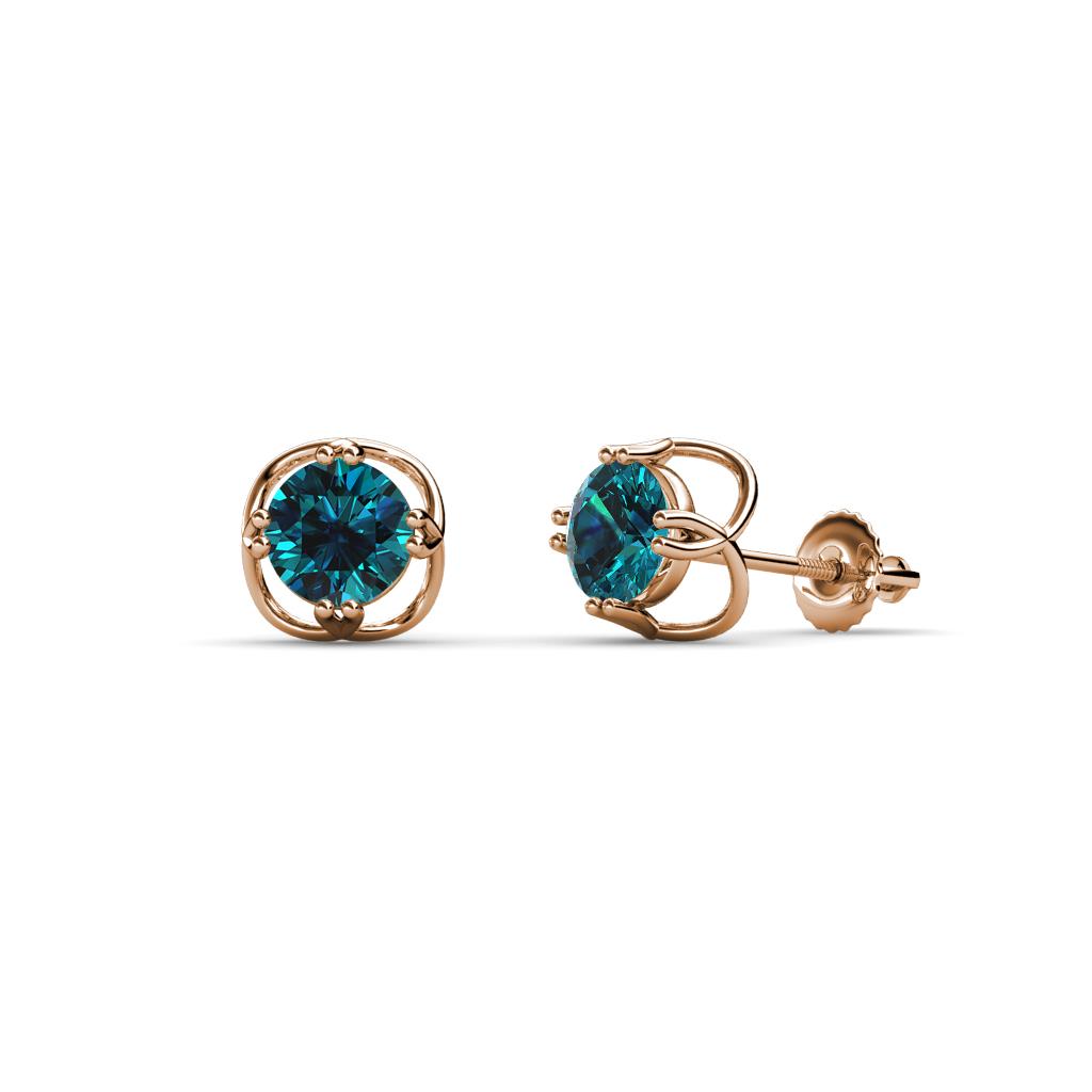 Alma Blue Diamond (5mm) Open Tulip Stud Earrings 
