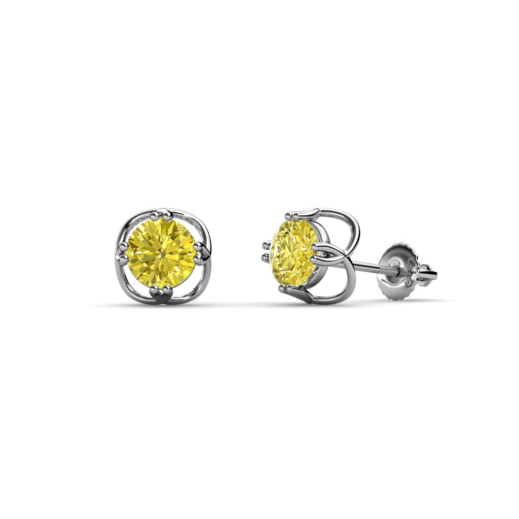 Alma Yellow Diamond (5mm) Open Tulip Stud Earrings 