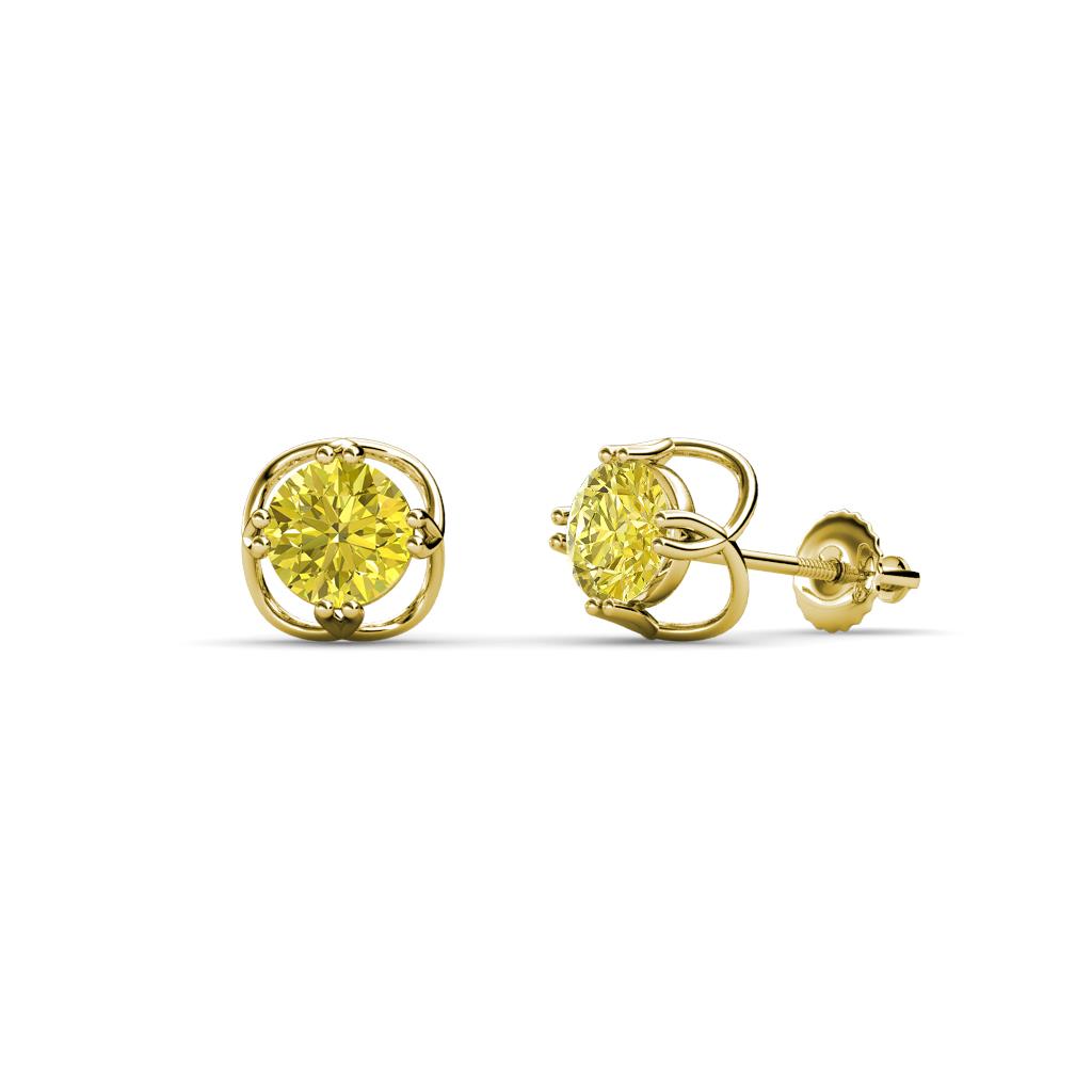 Alma Yellow Diamond (5mm) Open Tulip Stud Earrings 
