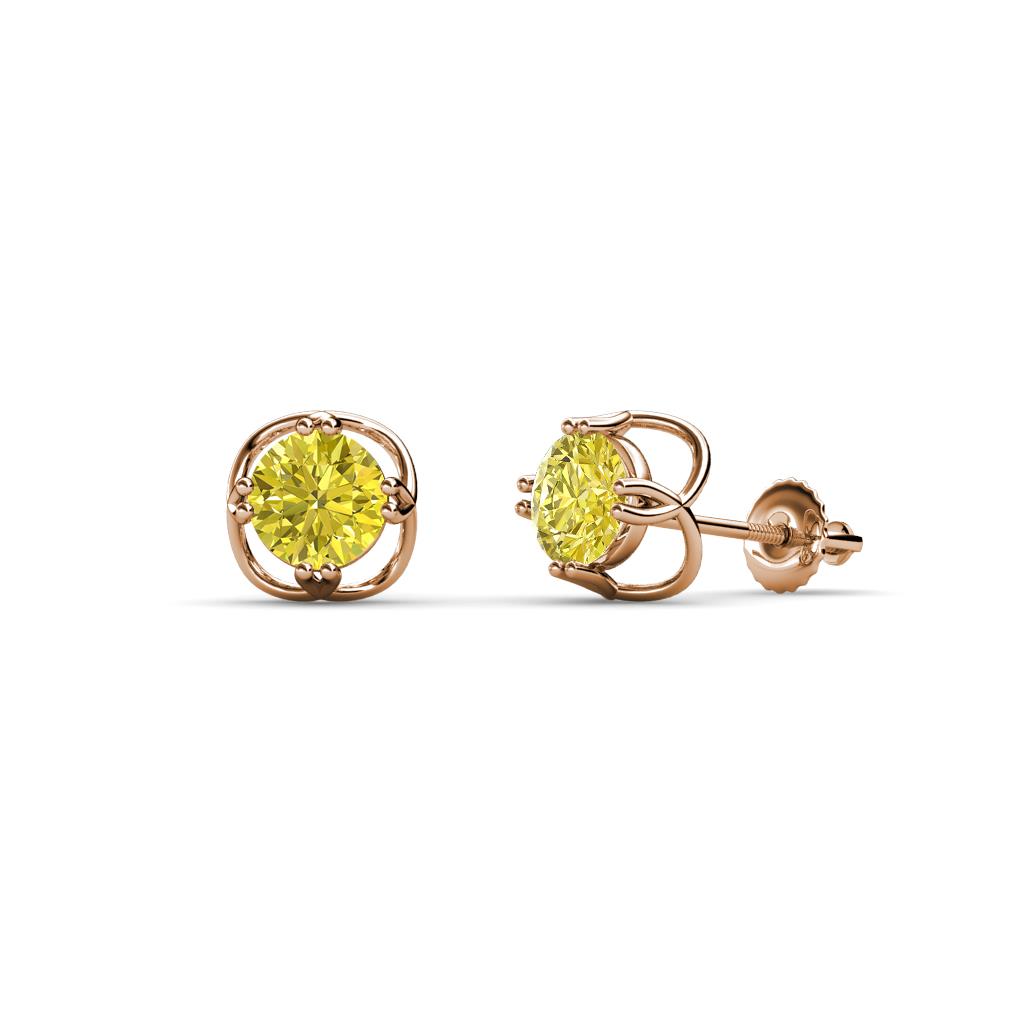 Alma Yellow Diamond (5mm) Open Tulip Stud Earrings 