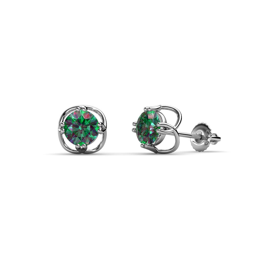 Alma Created Alexandrite (5mm) Open Tulip Stud Earrings 