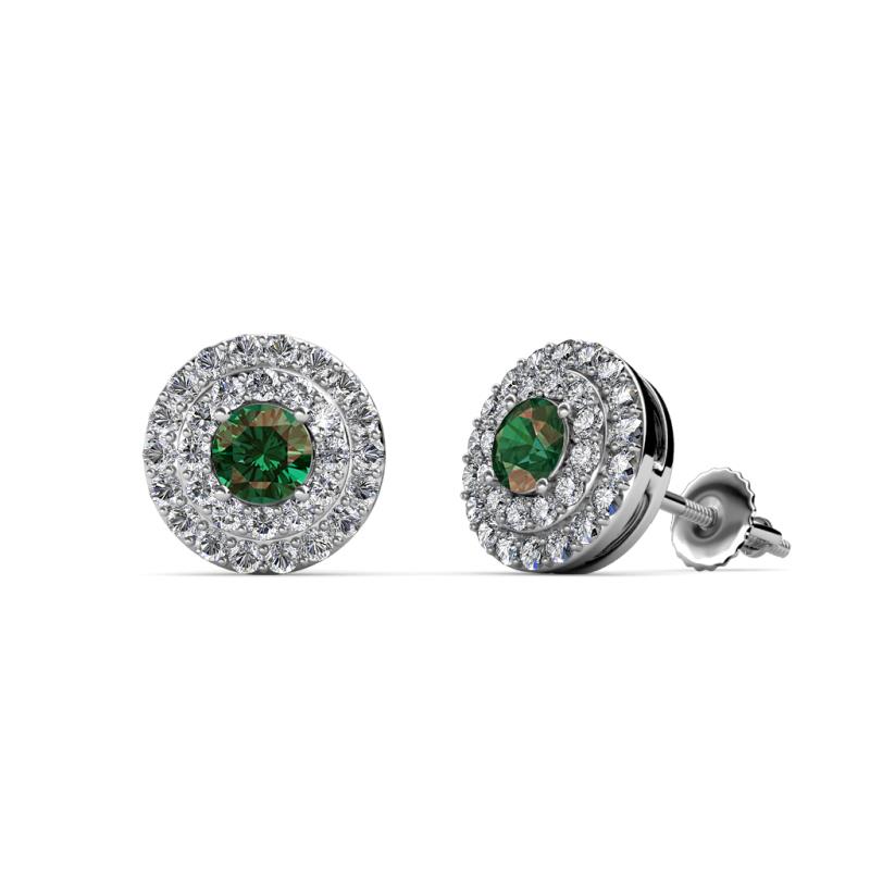 Eryn Diamond and Lab Created Alexandrite Double Halo Stud Earrings 