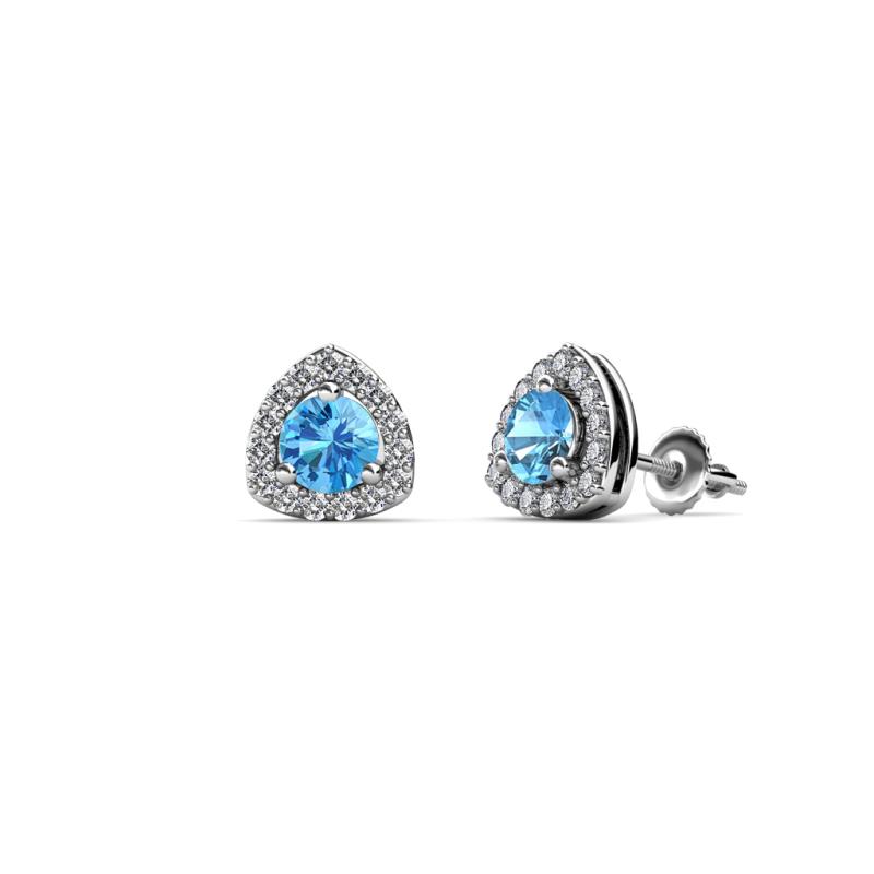Alkina Blue Topaz and Diamond Stud Earrings 