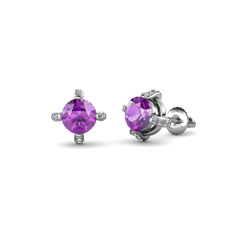 Ceyla Amethyst and Diamond Stud Earrings 