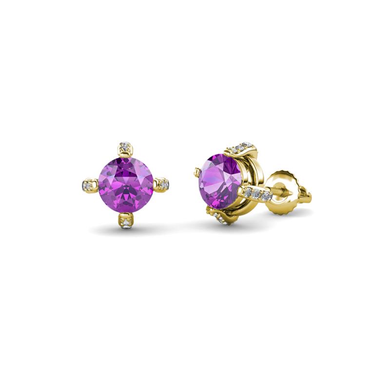 Ceyla Amethyst and Diamond Stud Earrings 