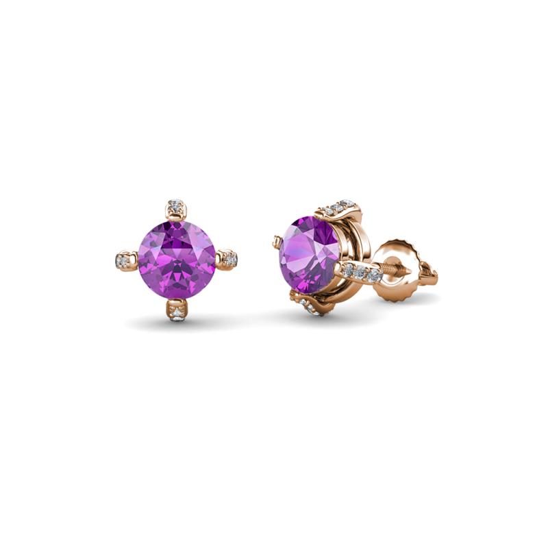 Ceyla Amethyst and Diamond Stud Earrings 