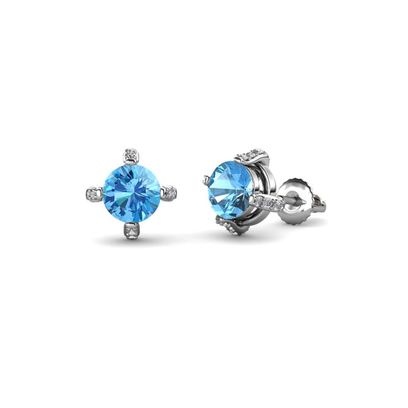 Ceyla Blue Topaz and Diamond Stud Earrings 