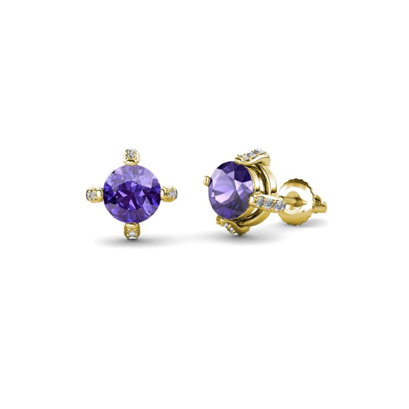 Ceyla Iolite and Diamond Stud Earrings 