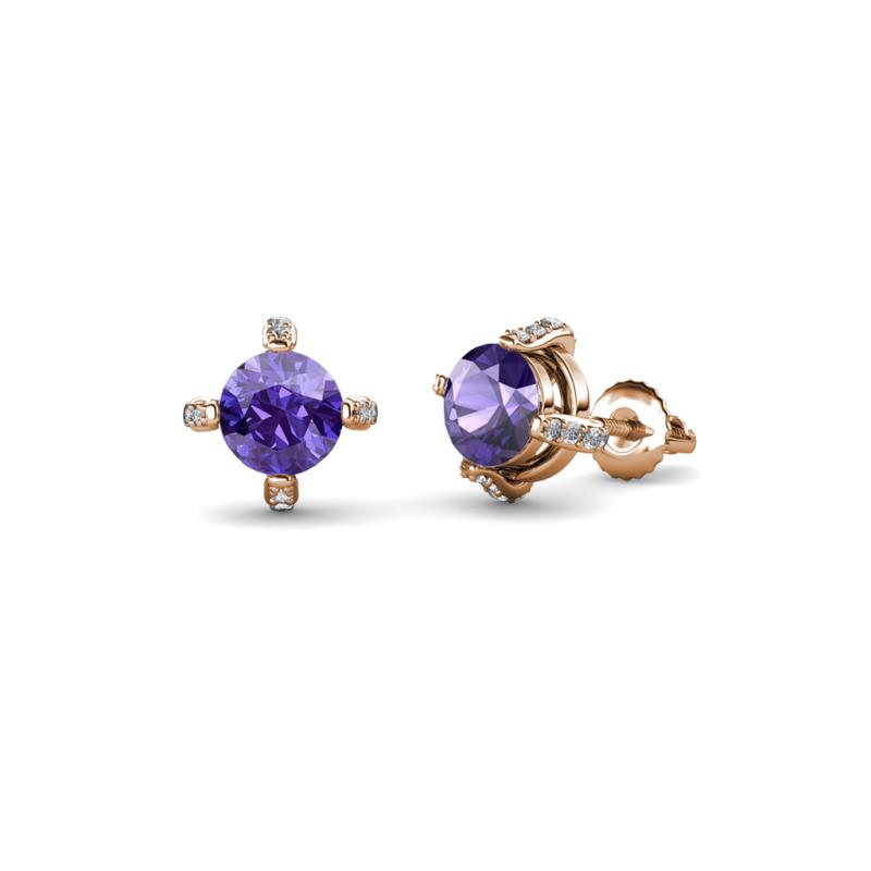 Ceyla Iolite and Diamond Stud Earrings 