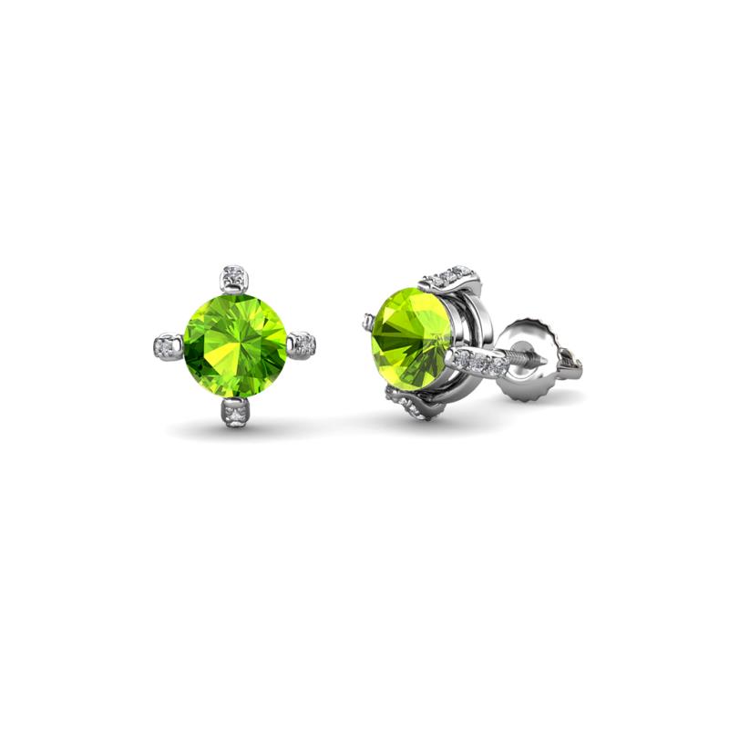 Ceyla Peridot and Diamond Stud Earrings 