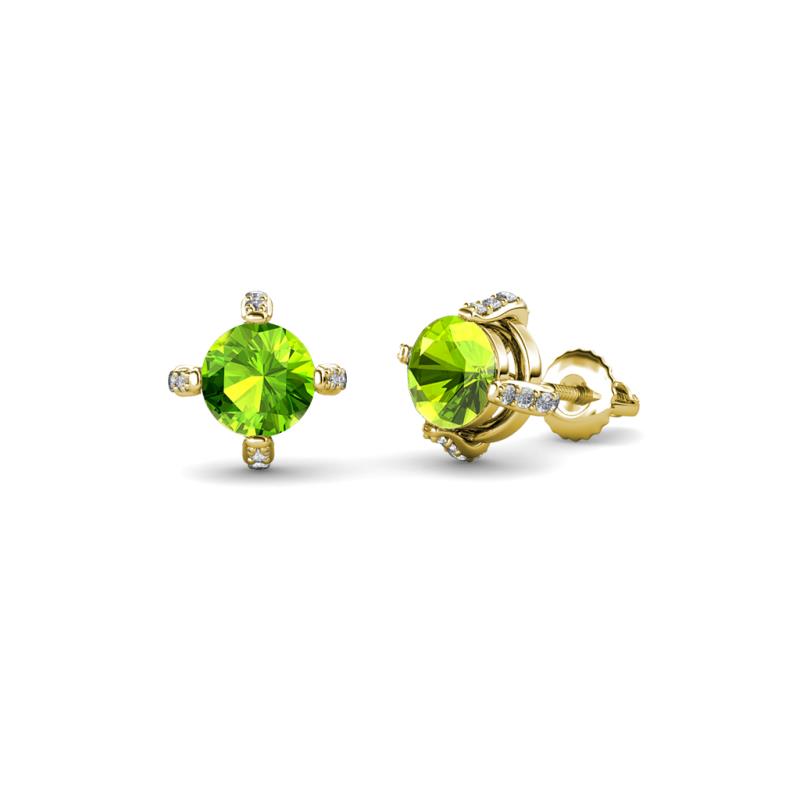 Ceyla Peridot and Diamond Stud Earrings 