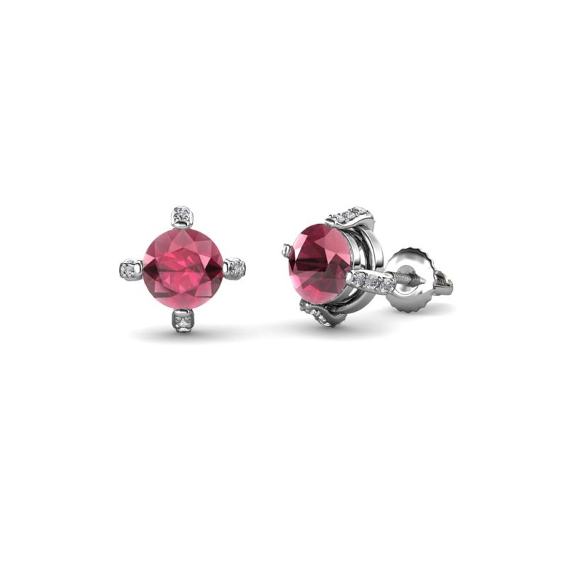 Ceyla Rhodolite Garnet and Diamond Stud Earrings 