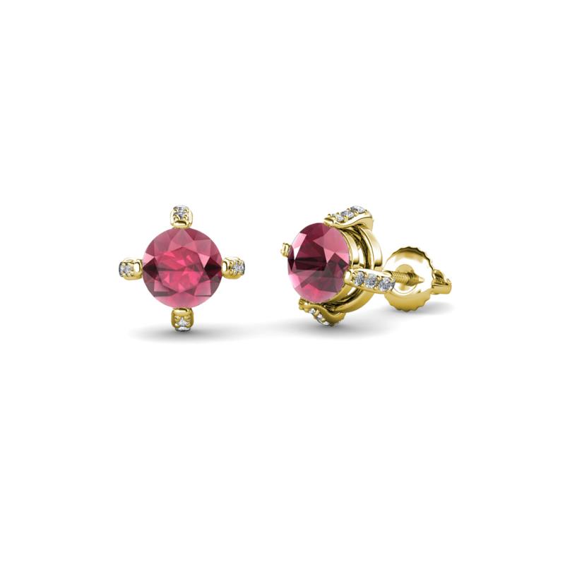 Ceyla Rhodolite Garnet and Diamond Stud Earrings 