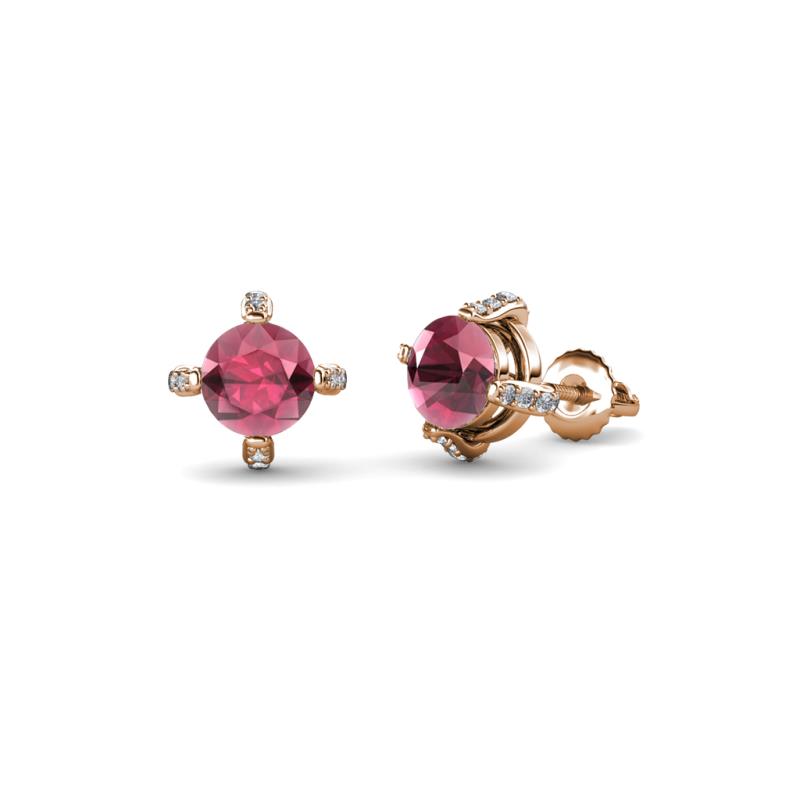 Ceyla Rhodolite Garnet and Diamond Stud Earrings 