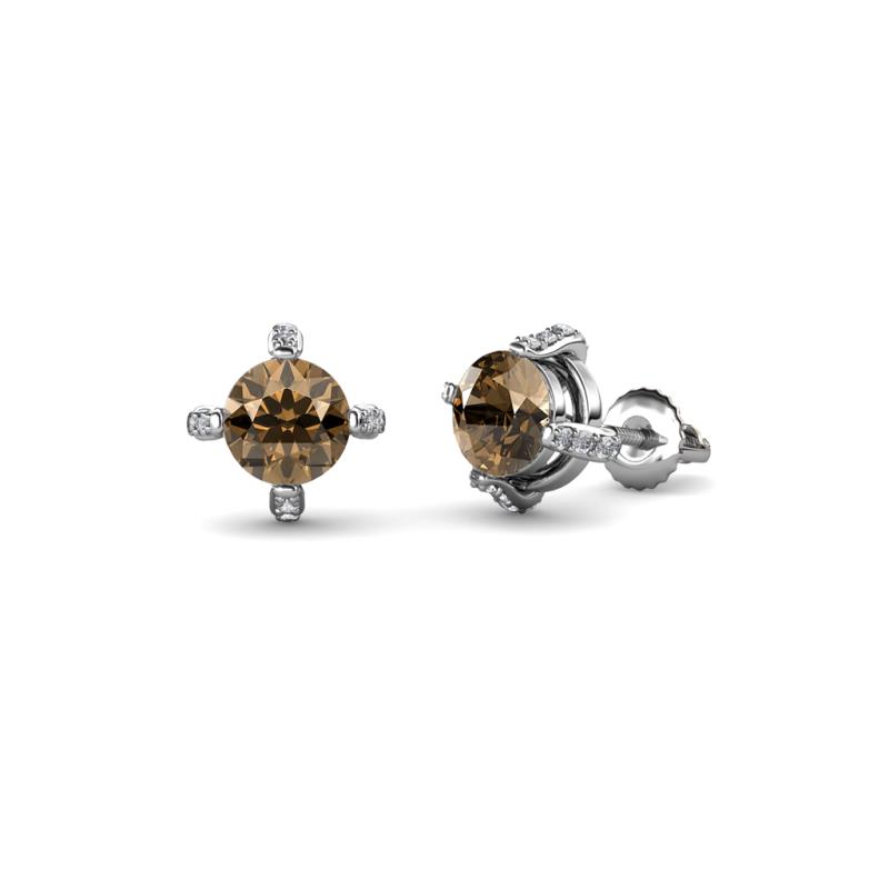 Ceyla Smoky Quartz and Diamond Stud Earrings 
