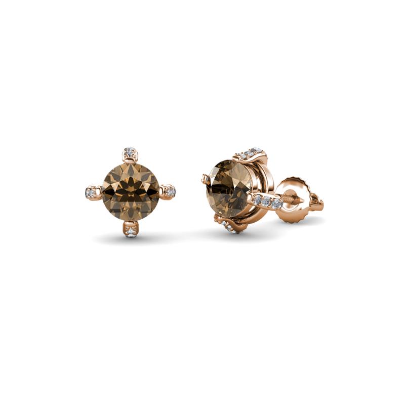 Ceyla Smoky Quartz and Diamond Stud Earrings 