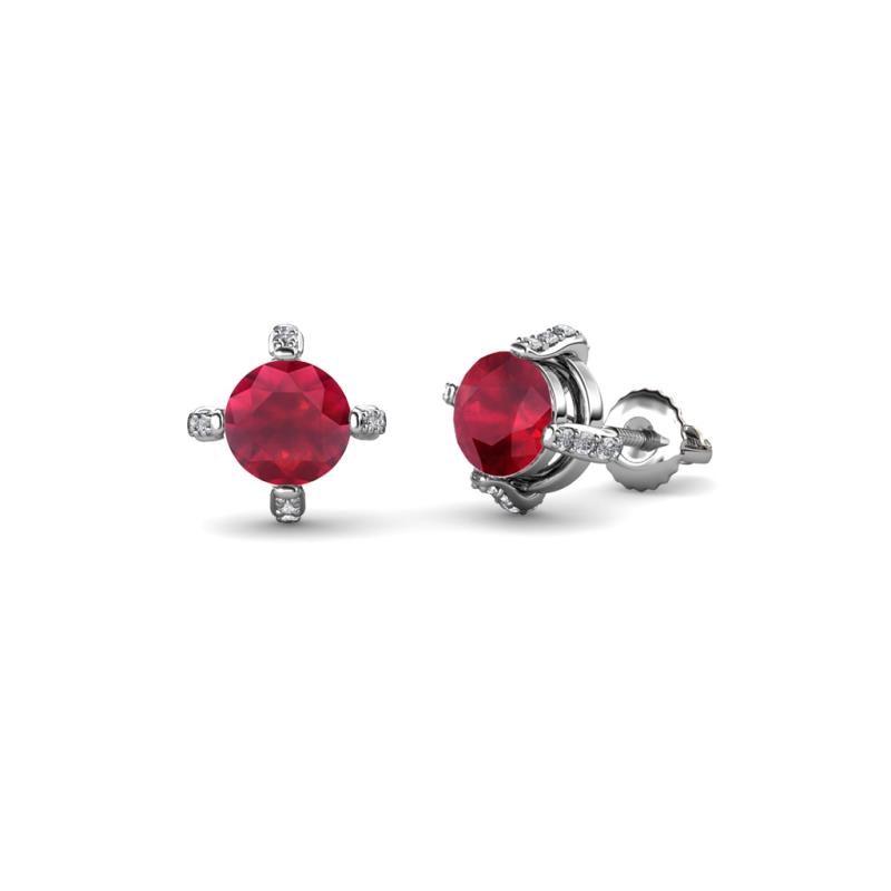 Ceyla Ruby and Diamond Stud Earrings 
