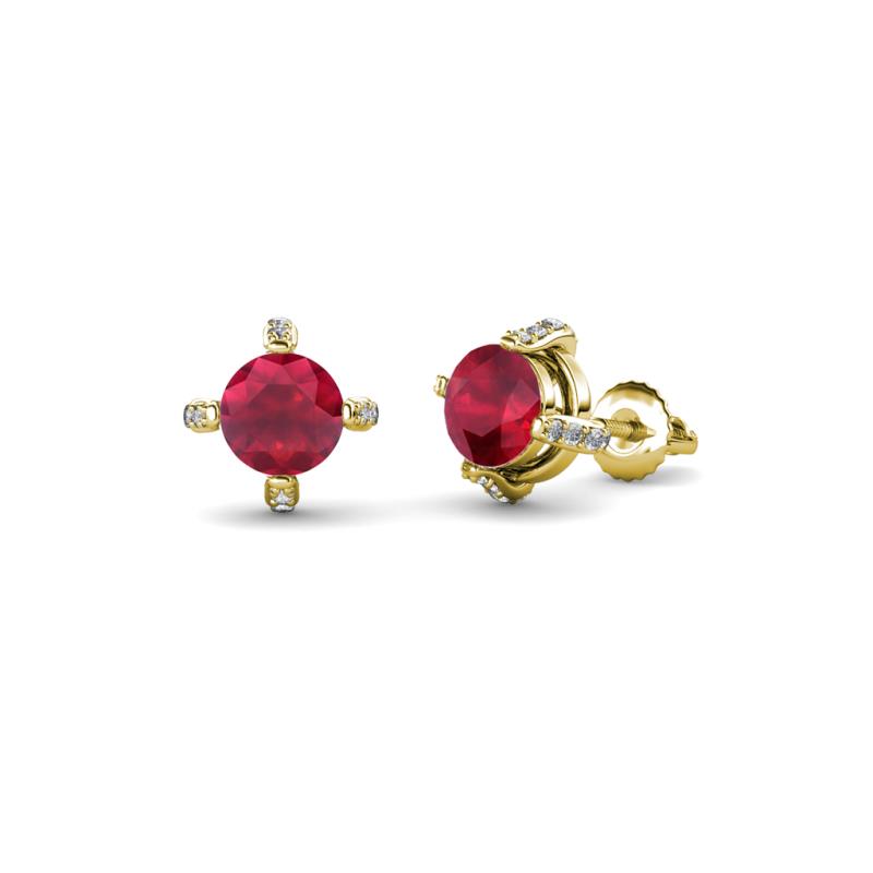 Ceyla Ruby and Diamond Stud Earrings 