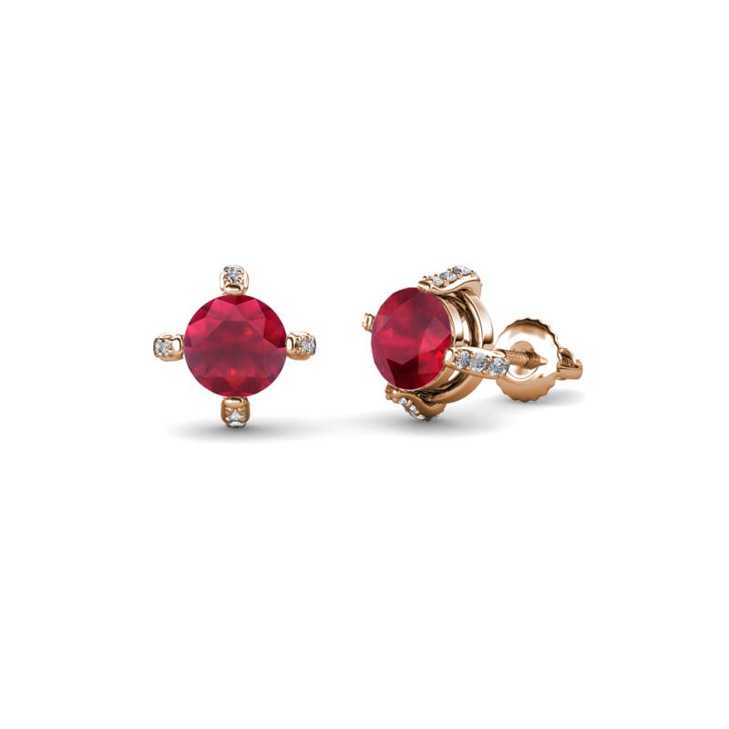 Ceyla Ruby and Diamond Stud Earrings 
