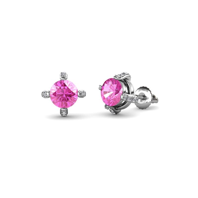 Ceyla Pink Sapphire and Diamond Stud Earrings 