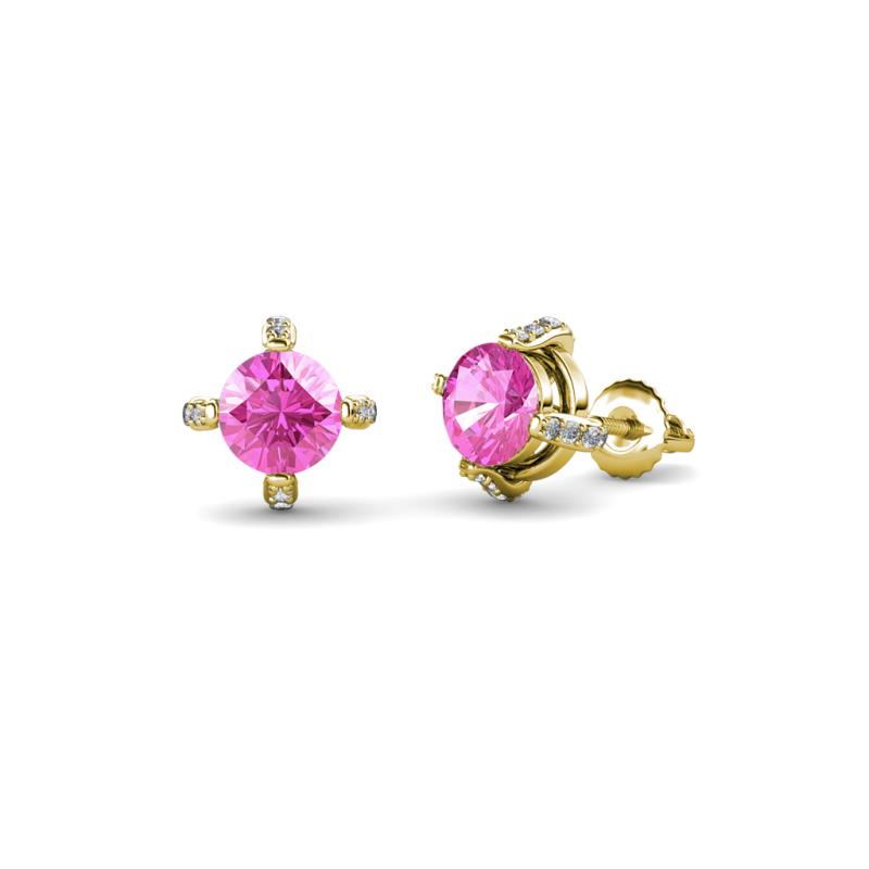 Ceyla Pink Sapphire and Diamond Stud Earrings 