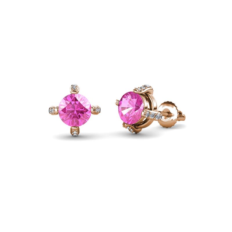 Ceyla Pink Sapphire and Diamond Stud Earrings 
