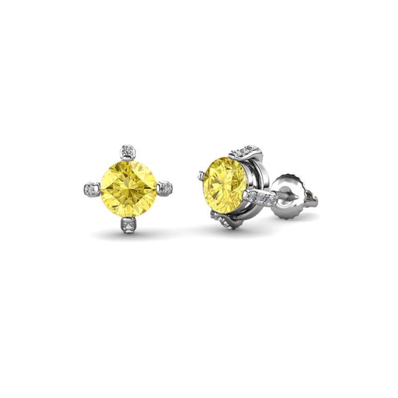 Ceyla Yellow Sapphire and Diamond Stud Earrings 