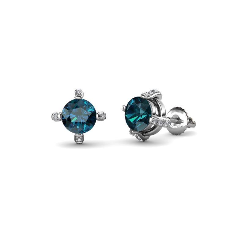 Ceyla Blue and White Diamond Stud Earrings 