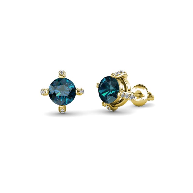 Ceyla Blue and White Diamond Stud Earrings 