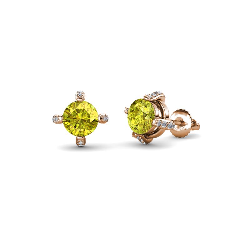 Ceyla Yellow and White Diamond Stud Earrings 