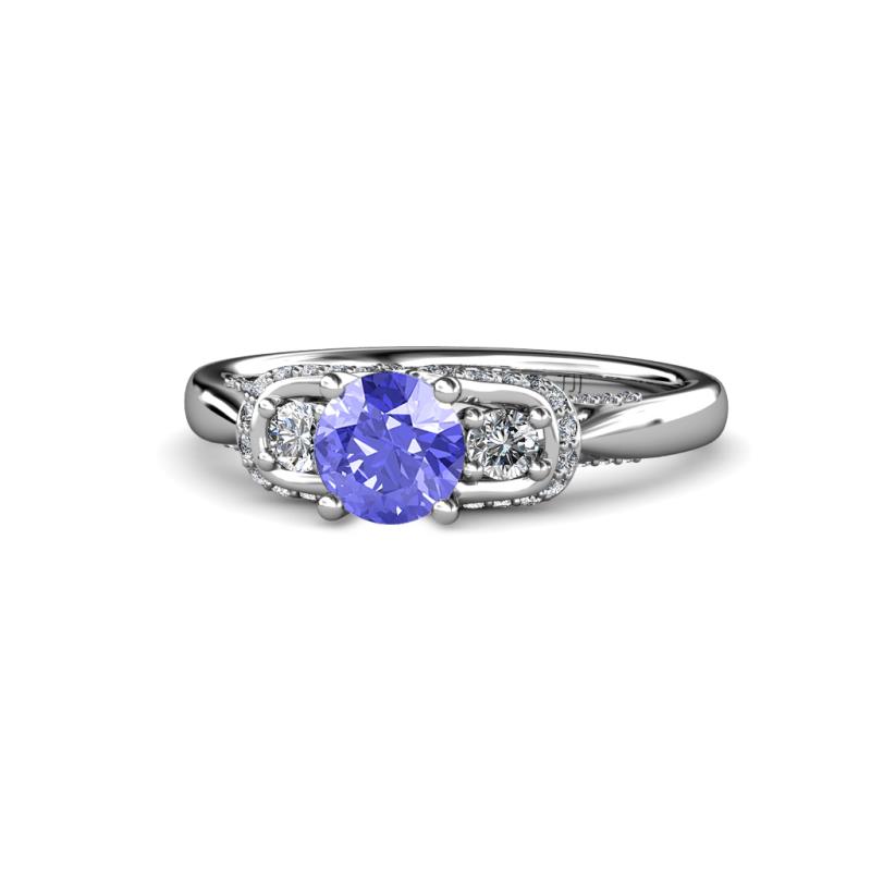 Erela Signature Three Stone with Side Diamond Engagement Ring 