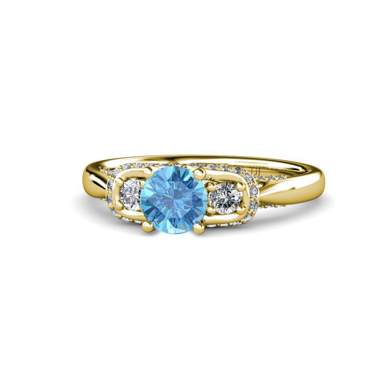 Erela Signature Three Stone with Side Diamond Engagement Ring 