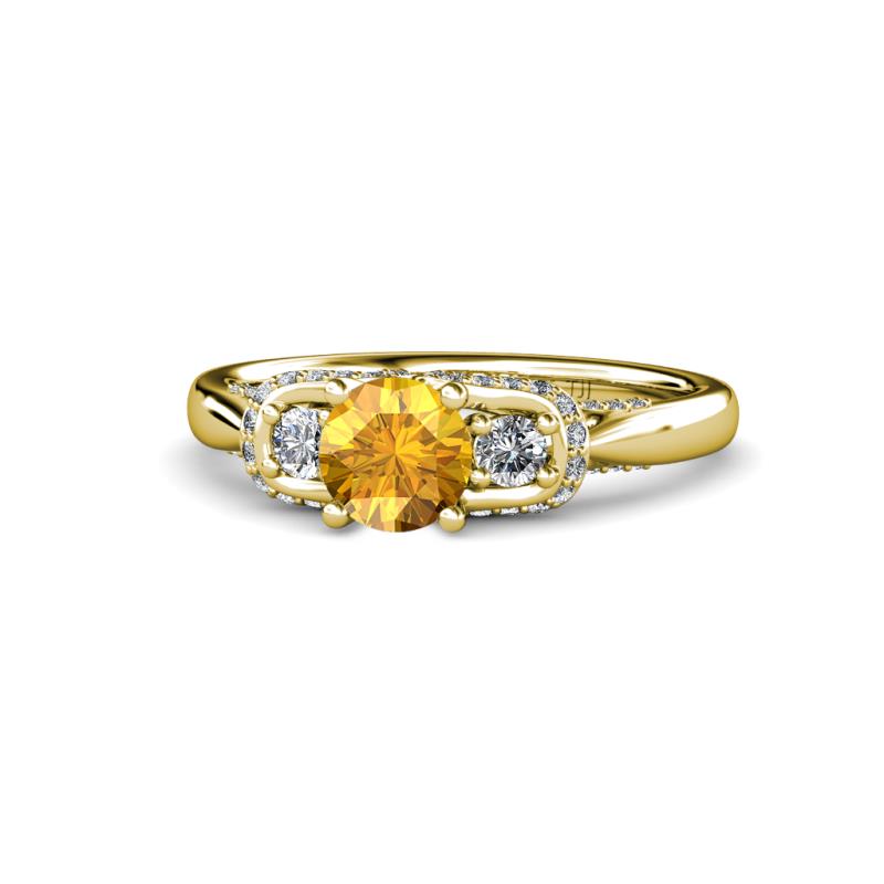 Erela Signature Three Stone with Side Diamond Engagement Ring 