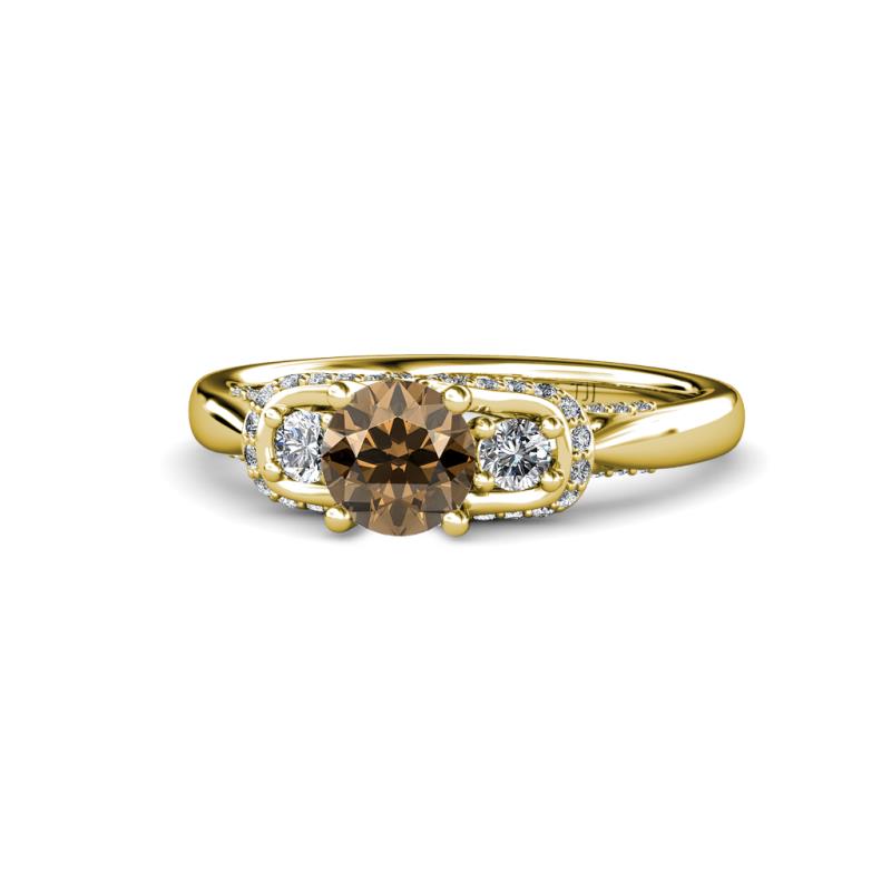 Erela Signature Three Stone with Side Diamond Engagement Ring 