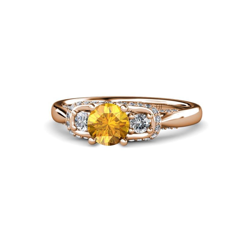 Erela Signature Three Stone with Side Diamond Engagement Ring 