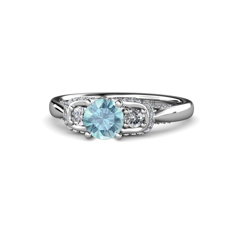 Erela Signature Three Stone with Side Diamond Engagement Ring 