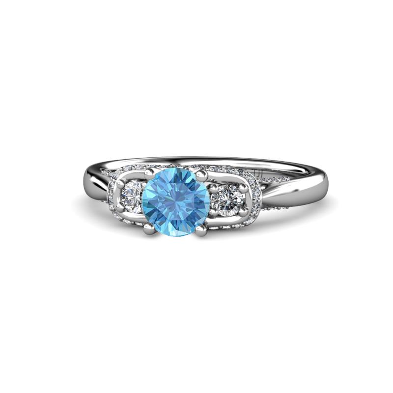 Erela Signature Three Stone with Side Diamond Engagement Ring 