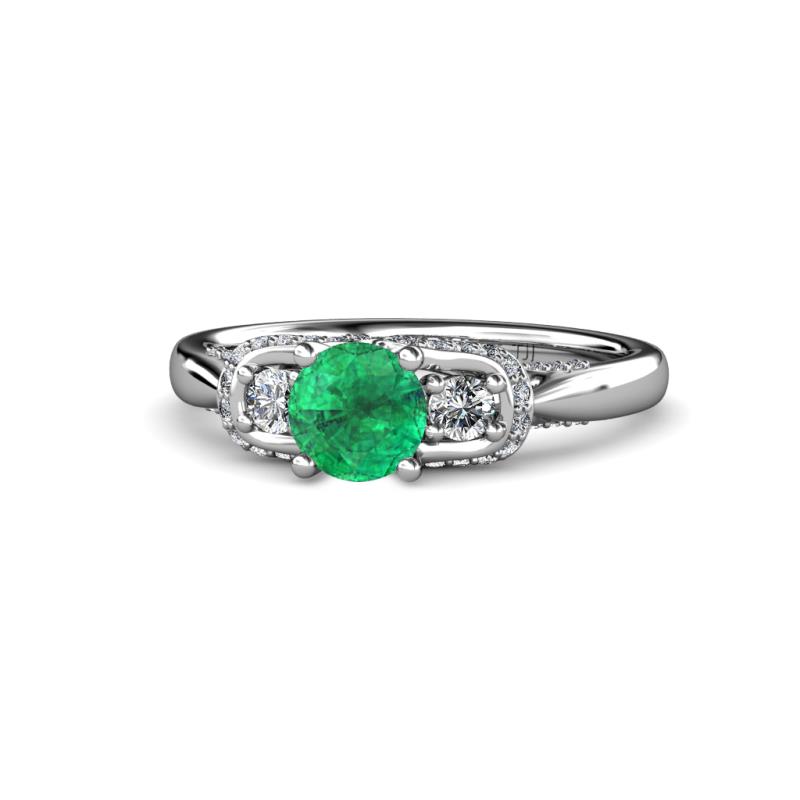 Erela Signature Three Stone with Side Diamond Engagement Ring 