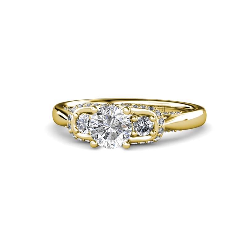 Erela Signature Three Stone with Side Diamond Engagement Ring 
