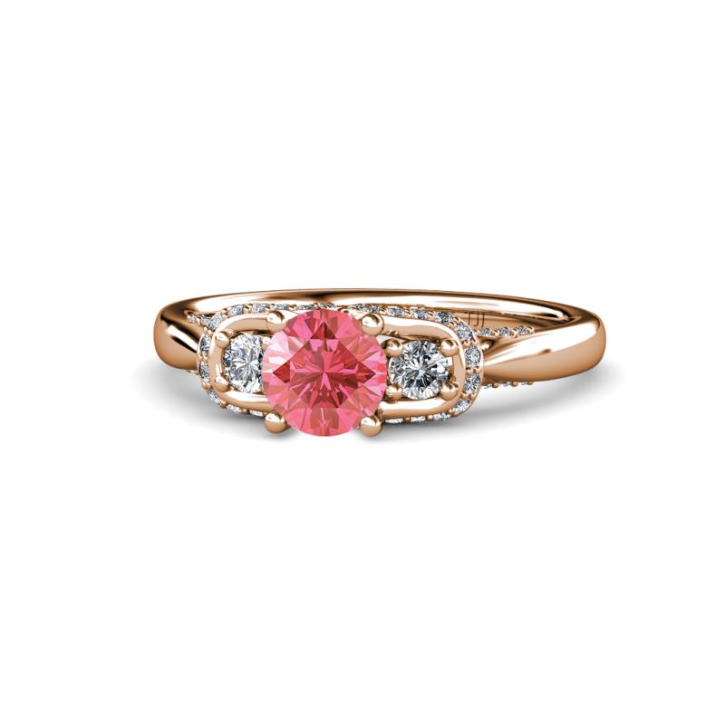 Erela Signature Three Stone with Side Diamond Engagement Ring 