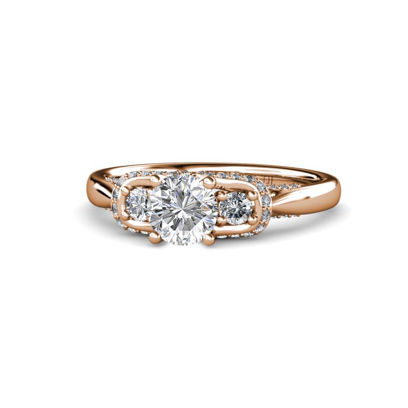 Erela Signature Three Stone with Side Diamond Engagement Ring 